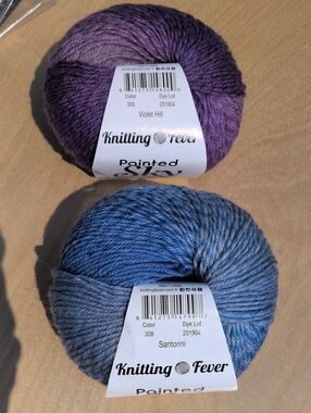 Lot Of 2 Skeins "Painted Sky"  Knitting Fever  100% SW Wool
